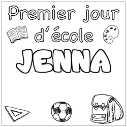 Coloraci&oacute;n del nombre JENNA - decorado primer d&iacute;a de escuela
