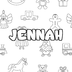 Coloraci&oacute;n del nombre JENNAH - decorado juguetes