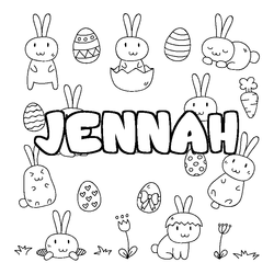 Coloraci&oacute;n del nombre JENNAH - decorado Pascua