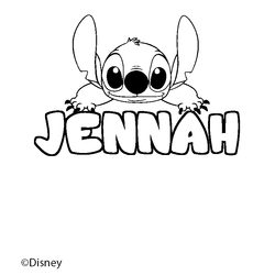 Coloraci&oacute;n del nombre JENNAH - decorado Stitch