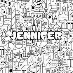 Coloraci&oacute;n del nombre JENNIFER - decorado ciudad