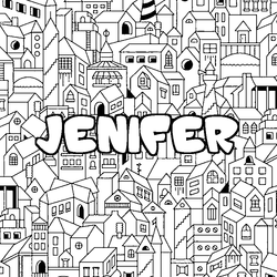 Coloraci&oacute;n del nombre JENIFER - decorado ciudad