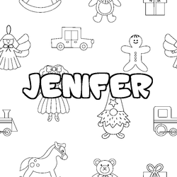Coloraci&oacute;n del nombre JENIFER - decorado juguetes