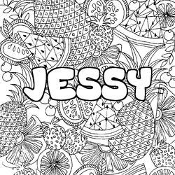 Coloraci&oacute;n del nombre JESSY - decorado mandala de frutas