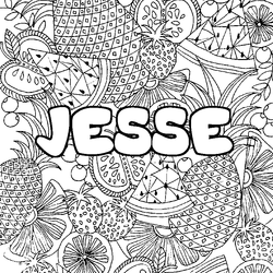 Coloraci&oacute;n del nombre JESSE - decorado mandala de frutas