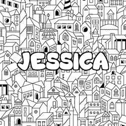 Coloraci&oacute;n del nombre JESSICA - decorado ciudad