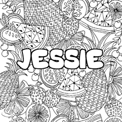 Coloraci&oacute;n del nombre JESSIE - decorado mandala de frutas