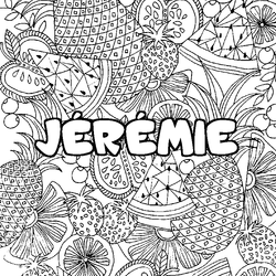 Coloraci&oacute;n del nombre J&Eacute;R&Eacute;MIE - decorado mandala de frutas