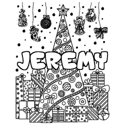 Coloraci&oacute;n del nombre JEREMY - decorado &aacute;rbol de Navidad y regalos