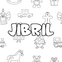 Coloraci&oacute;n del nombre JIBRIL - decorado juguetes