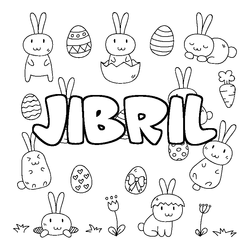 Coloraci&oacute;n del nombre JIBRIL - decorado Pascua