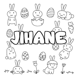 Coloraci&oacute;n del nombre JIHANE - decorado Pascua