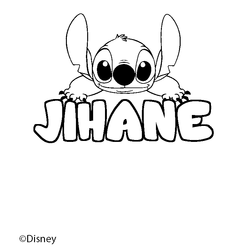 Coloraci&oacute;n del nombre JIHANE - decorado Stitch