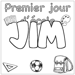 Coloraci&oacute;n del nombre JIM - decorado primer d&iacute;a de escuela