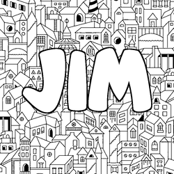 Coloraci&oacute;n del nombre JIM - decorado ciudad