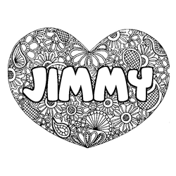 Coloraci&oacute;n del nombre JIMMY - decorado mandala de coraz&oacute;n