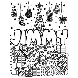 Coloraci&oacute;n del nombre JIMMY - decorado &aacute;rbol de Navidad y regalos