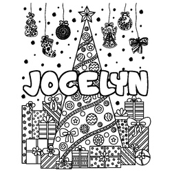 Coloraci&oacute;n del nombre JOCELYN - decorado &aacute;rbol de Navidad y regalos