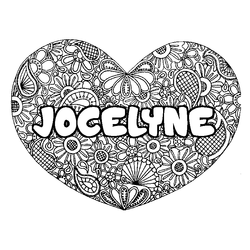 Coloraci&oacute;n del nombre JOCELYNE - decorado mandala de coraz&oacute;n