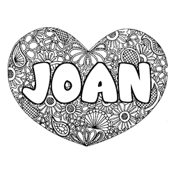 Coloraci&oacute;n del nombre JOAN - decorado mandala de coraz&oacute;n