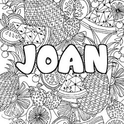 Coloraci&oacute;n del nombre JOAN - decorado mandala de frutas