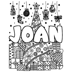 Coloraci&oacute;n del nombre JOAN - decorado &aacute;rbol de Navidad y regalos