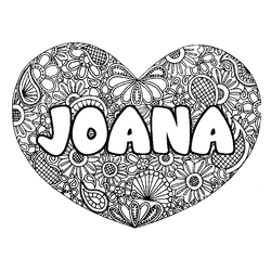 Coloraci&oacute;n del nombre JOANA - decorado mandala de coraz&oacute;n