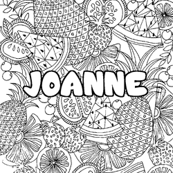 Coloraci&oacute;n del nombre JOANNE - decorado mandala de frutas