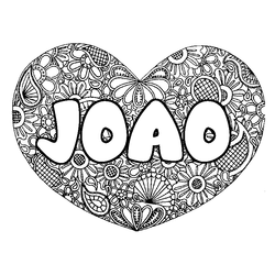 Coloraci&oacute;n del nombre JOAO - decorado mandala de coraz&oacute;n