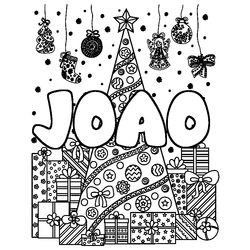 Coloraci&oacute;n del nombre JOAO - decorado &aacute;rbol de Navidad y regalos