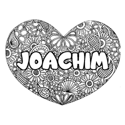 Coloraci&oacute;n del nombre JOACHIM - decorado mandala de coraz&oacute;n