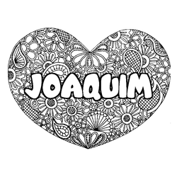 Coloraci&oacute;n del nombre JOAQUIM - decorado mandala de coraz&oacute;n