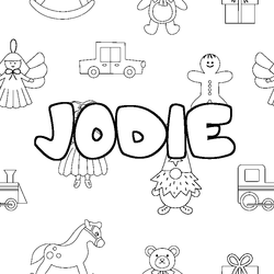 Coloraci&oacute;n del nombre JODIE - decorado juguetes