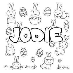 Coloraci&oacute;n del nombre JODIE - decorado Pascua