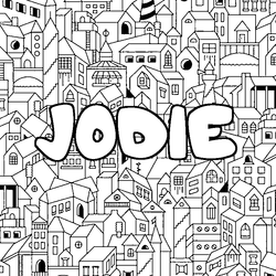 Coloraci&oacute;n del nombre JODIE - decorado ciudad