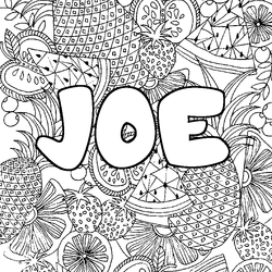 Coloraci&oacute;n del nombre JOE - decorado mandala de frutas