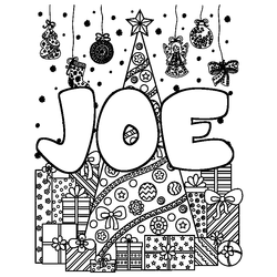 Coloraci&oacute;n del nombre JOE - decorado &aacute;rbol de Navidad y regalos