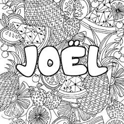 Coloraci&oacute;n del nombre JO&Euml;L - decorado mandala de frutas