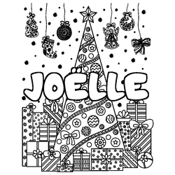 Coloraci&oacute;n del nombre JO&Euml;LLE - decorado &aacute;rbol de Navidad y regalos