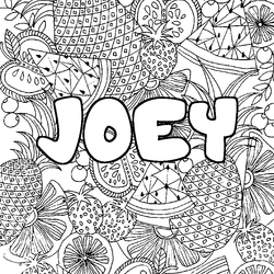 Coloraci&oacute;n del nombre JOEY - decorado mandala de frutas