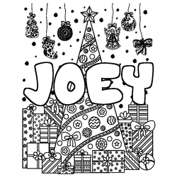 Coloraci&oacute;n del nombre JOEY - decorado &aacute;rbol de Navidad y regalos