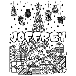Coloraci&oacute;n del nombre JOFFREY - decorado &aacute;rbol de Navidad y regalos
