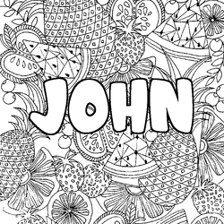 Coloraci&oacute;n del nombre JOHN - decorado mandala de frutas