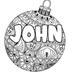 Coloraci&oacute;n del nombre JOHN - decorado bola de Navidad