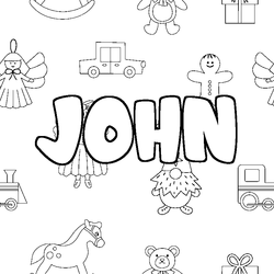 Coloraci&oacute;n del nombre JOHN - decorado juguetes