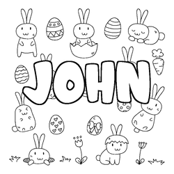 Coloraci&oacute;n del nombre JOHN - decorado Pascua