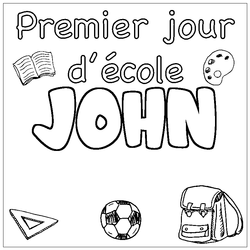 Coloraci&oacute;n del nombre JOHN - decorado primer d&iacute;a de escuela