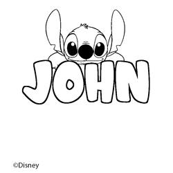 Coloraci&oacute;n del nombre JOHN - decorado Stitch