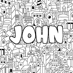 Coloraci&oacute;n del nombre JOHN - decorado ciudad