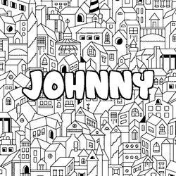 Coloraci&oacute;n del nombre JOHNNY - decorado ciudad